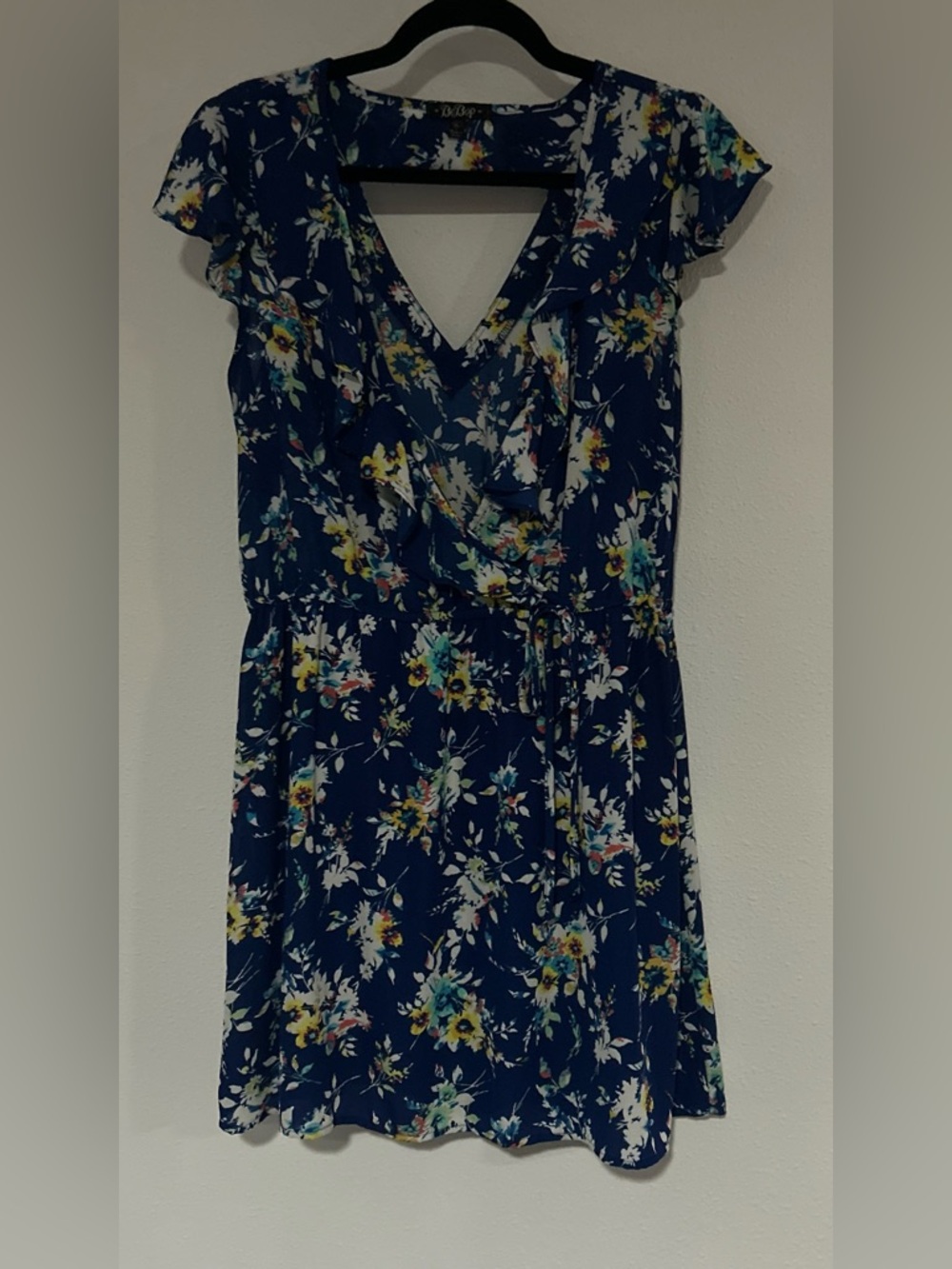 BeBop Navy Floral Wrap Mini Dress